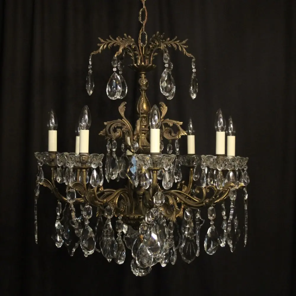 Lustre antigo de bronze e cristal