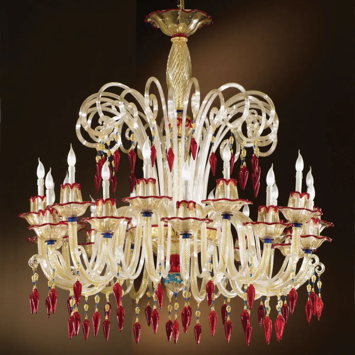 Lustre Murano vermelho e cristal